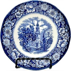 Liberty Blue Old North Church, Historic Colonial Scene, Good Cond, Rare-England